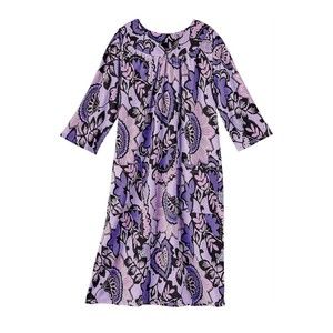 Amerimark Sweetheart Neck Purple Floral Midi Heavyweight Fleece Lounge Dress, 2X